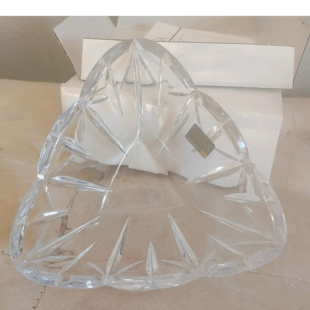 𝅺NEW MIKASA CRYSTAL CANDY DISH Y2k Glass RARE VINTAGE COLLECTIBLE NIB LOT OF 2
